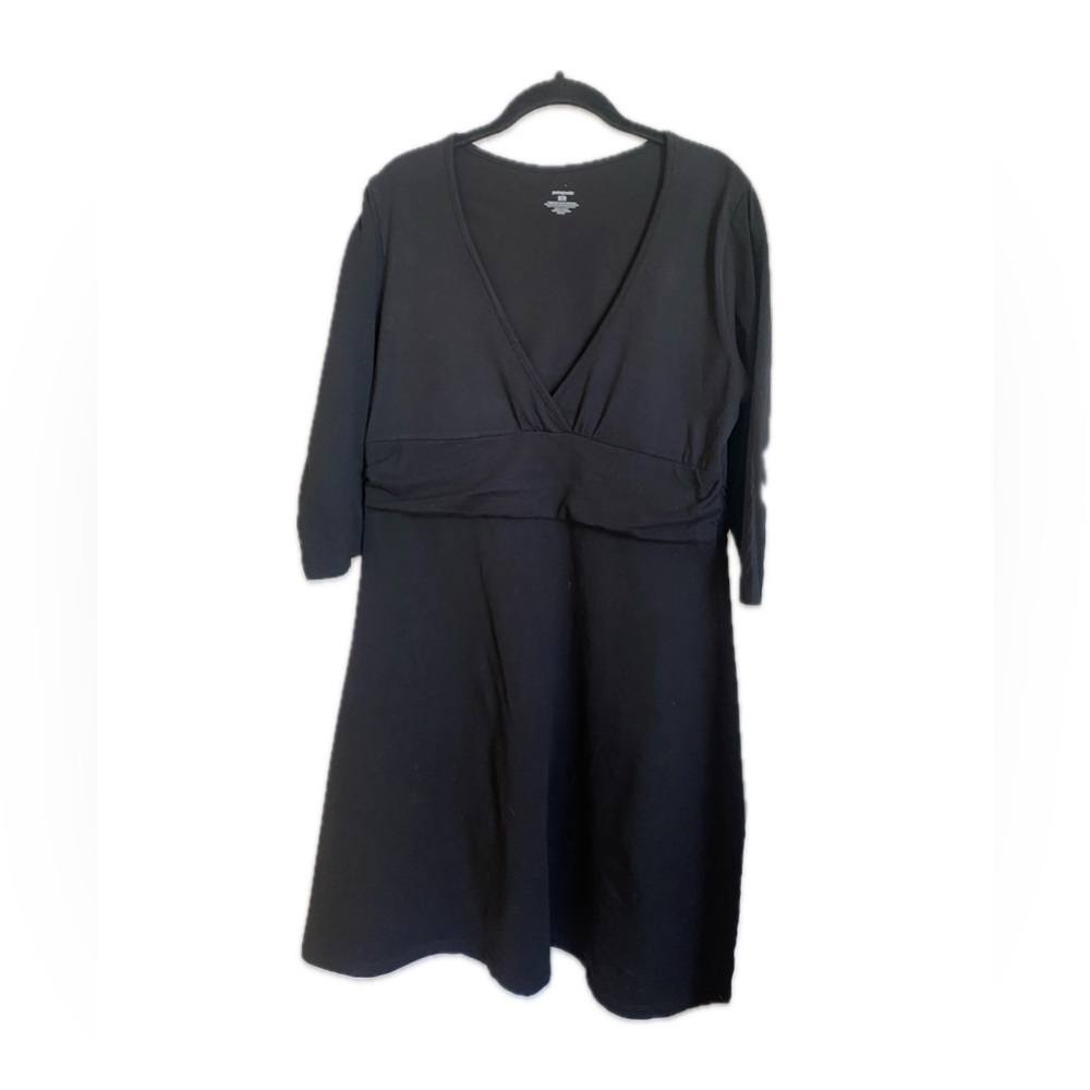 Patagonia Organic Cotton Black Dress V Neck 3/4 Sleeve Size Large - Picture 13 of 13